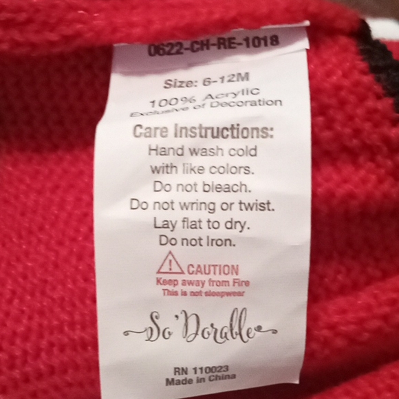 NWT So'Dorable Baby Girl Santa Sweater Dress and Headband with Fuzzy Bow, 6-12mo - Picture 5 of 6